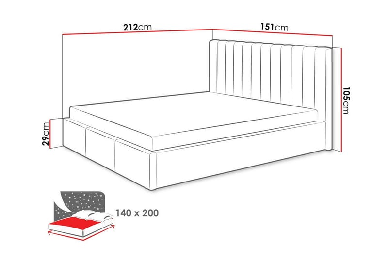 Derry Sängram 140x200 cm - Grå - Möbler - Säng - Sängram & sängstomme