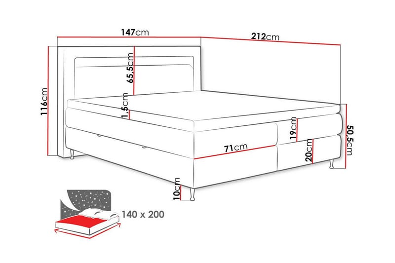 Derry Sängram 140x200 cm - Möbler - Säng - Sängram & sängstomme