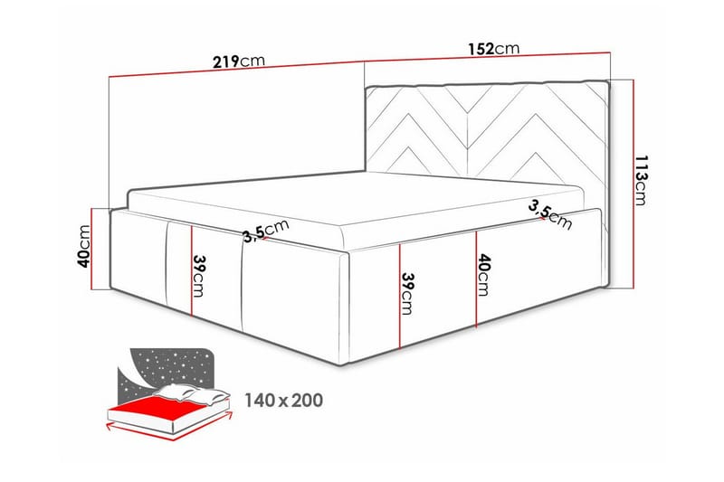 Derry Sängram 140x200 cm - Möbler - Säng - Sängram & sängstomme