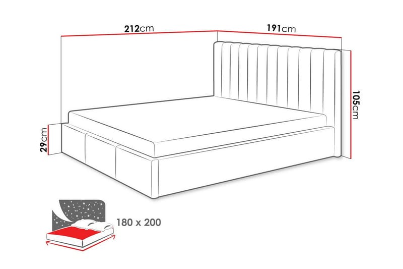 Derry Sängram 180x200 cm - Grå - Möbler - Säng - Sängram & sängstomme