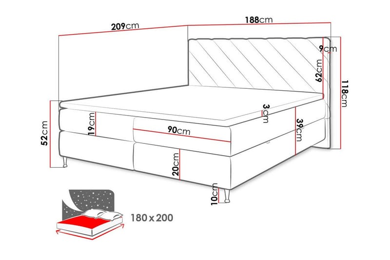 Derry Sängram 180x200 cm - Möbler - Säng - Sängram & sängstomme