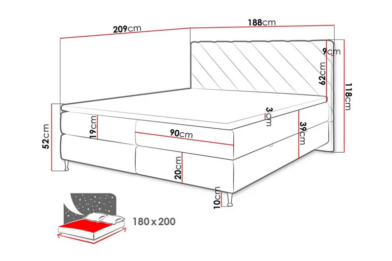 Derry Sängram 180x200 cm - Möbler - Säng - Sängram & sängstomme
