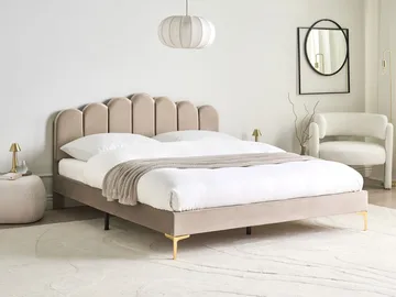 Dubbelsäng Sauvian 160x200 cm - Taupe - Möbler - Säng - Sängram & sängstomme