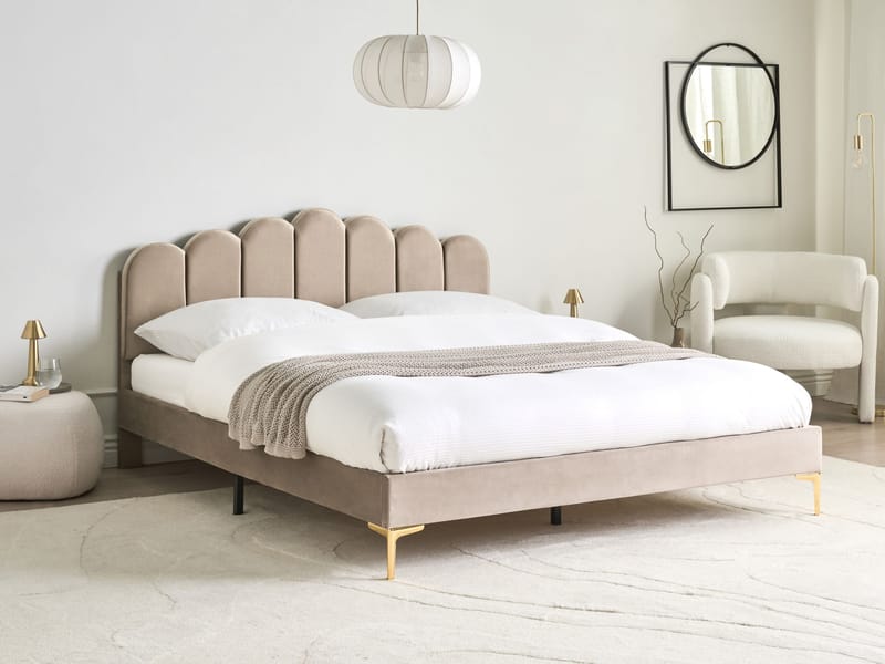 Dubbelsäng Sauvian 160x200 cm - Taupe - Möbler - Säng - Sängram & sängstomme