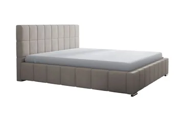 Elverum Komplett Sängpaket 160x200 cm i Tyg med Förvaring och Sänggavel + Bäddmadrass - Beige - Möbler - Säng - Sängram & sängstomme
