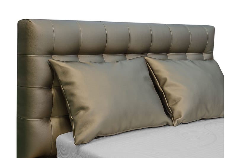 Faldet Komplett Sängpaket – Enkelsäng 90x200 cm med Förvaring och Sänggavel + Bäddmadrass - Taupe - Möbler - Säng - Sängram & sängstomme