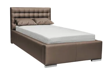 Faldet Komplett Sängpaket – Enkelsäng 90x200 cm med Förvaring och Sänggavel + Bäddmadrass - Taupe - Möbler - Säng - Sängram & sängstomme