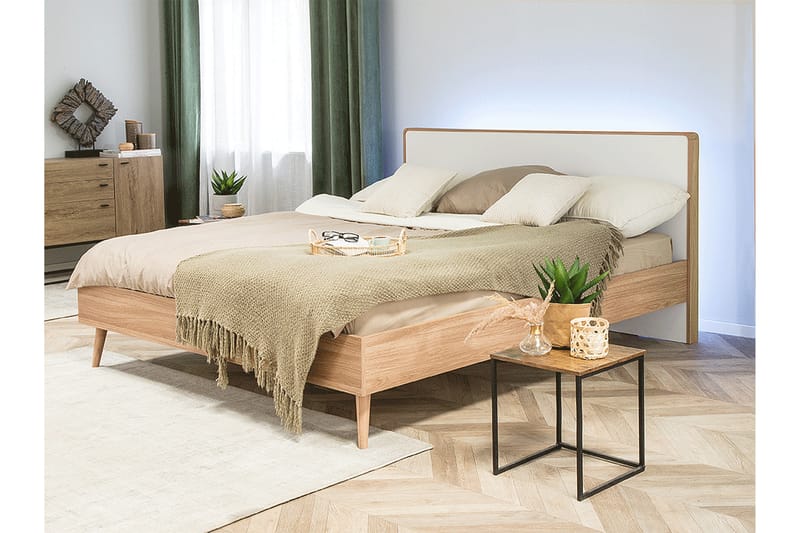 Furbish Dubbelsäng med LED 160x200 - Trä/Natur - Möbler - Säng - Sängram & sängstomme