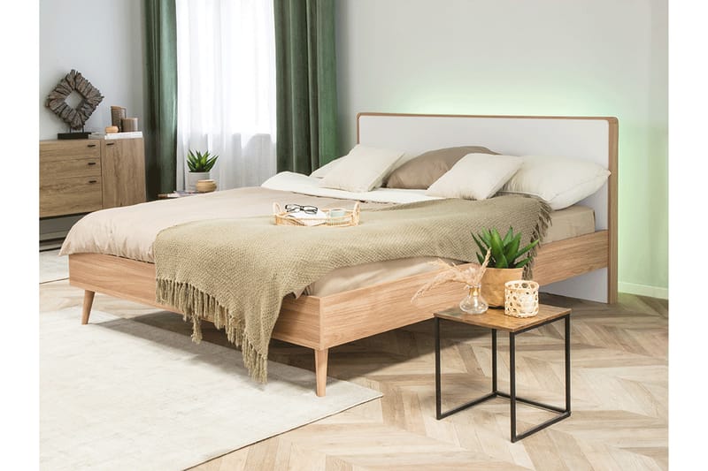 Furbish Dubbelsäng med LED 160x200 - Trä/Natur - Möbler - Säng - Sängram & sängstomme
