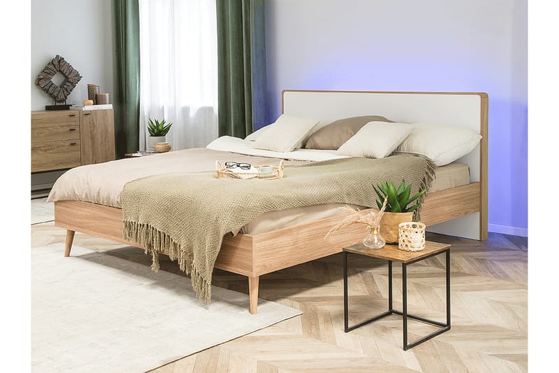 Furbish Dubbelsäng med LED 160x200 - Trä/Natur - Möbler - Säng - Sängram & sängstomme