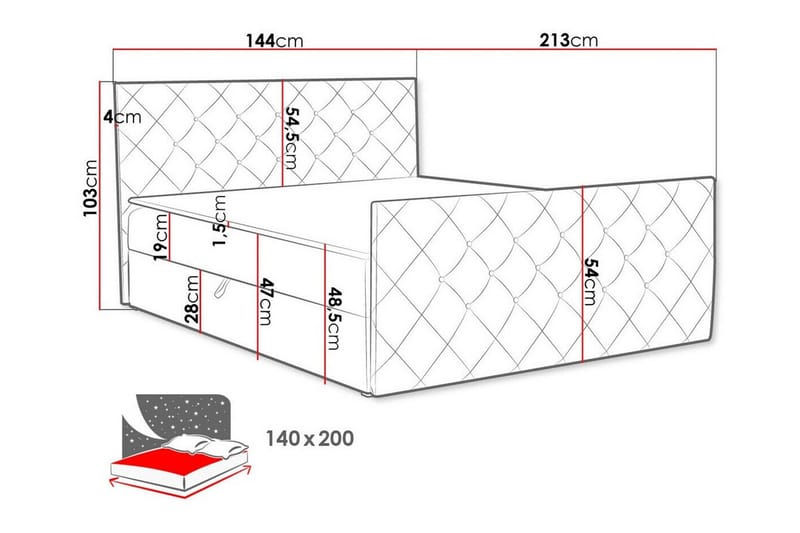 Hattie Komplett Sängpaket 140x200 cm i Sammet med Förvaring + Sänggavel + Bäddmadrass - Grå - Möbler - Säng - Sängram & sängstomme