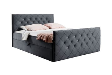 Hattie Komplett Sängpaket 140x200 cm i Sammet med Förvaring + Sänggavel + Bäddmadrass - Grå - Möbler - Säng - Sängram & sängstomme