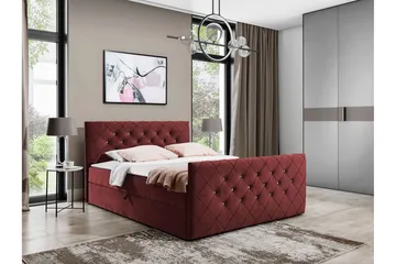 Hattie Komplett Sängpaket 140x200 cm med Sänggavel + Bäddmadrass med Fasthetsgrad Medium - Röd - Möbler - Säng - Sängram & sängstomme