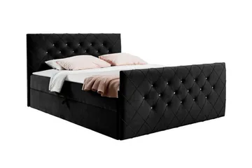Hattie Komplett Sängpaket 200x200 cm med Sänggavel + Bäddmadrass med Fasthetsgrad Medium - Svart - Möbler - Säng - Sängram & sängstomme