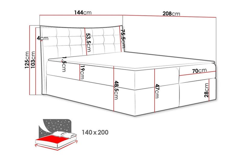 Hayton Komplett Sängpaket 140x200 cm i Sammet med Förvaring + Sänggavel + Bäddmadrass - Petrol - Möbler - Säng - Sängram & sängstomme