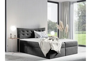 Hayton Sängram med Förvaring 120x200 cm i Tyg med Fasthetsgrad Medium - Grå - Möbler - Säng - Sängram & sängstomme