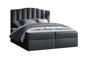 Herstello Komplett Sängpaket med Förvaring 120x200 cm i Konstläder med Sänggavel + Bäddmadrass - Svart - Möbler - Säng - Sängram & sängstomme