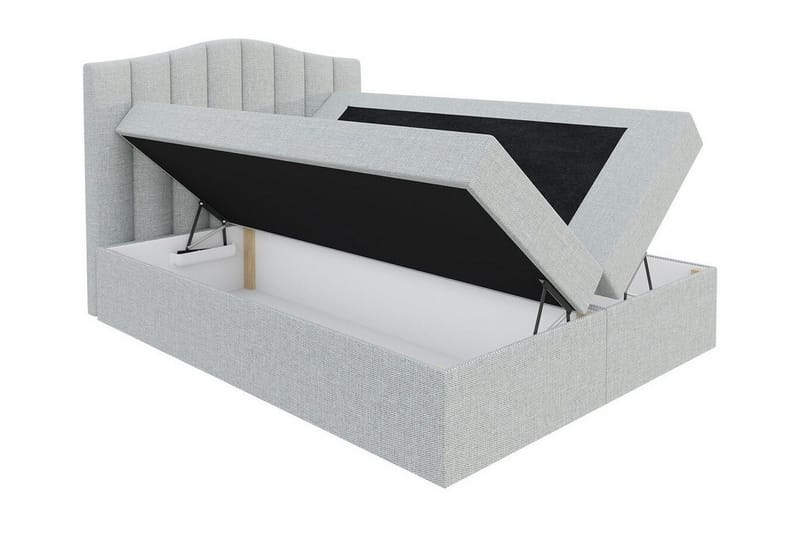 Herstello Komplett Sängpaket med Förvaring 140x200 cm i Sammet med Sänggavel + Bäddmadrass - Petrol - Möbler - Säng - Sängram & sängstomme