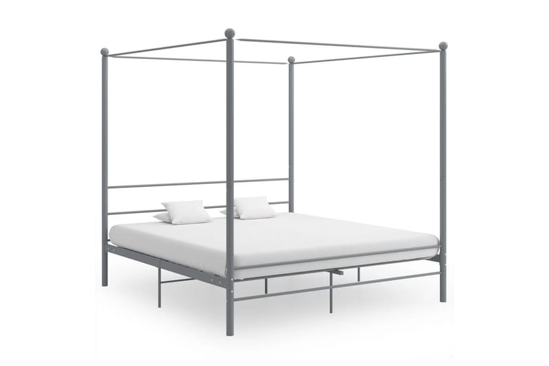 Himmelsäng grå metall 200x200 cm - Grå - Möbler - Säng - Sängram & sängstomme