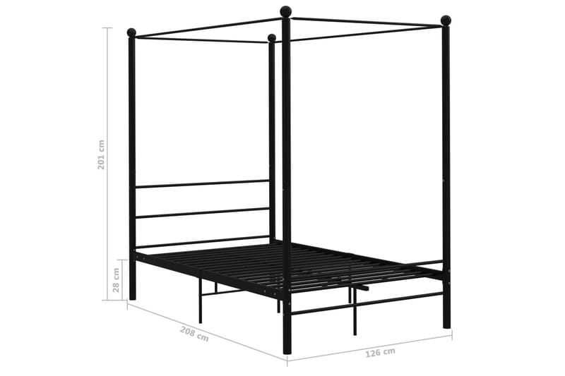 Himmelsäng svart metall 120x200 cm - Svart - Sängram & sängstomme