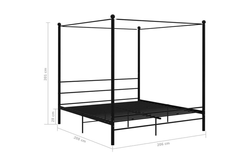 Himmelsäng svart metall 200x200 cm - Svart - Sängram & sängstomme