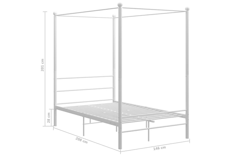 Himmelsäng vit metall 140x200 cm - Vit - Sängram & sängstomme