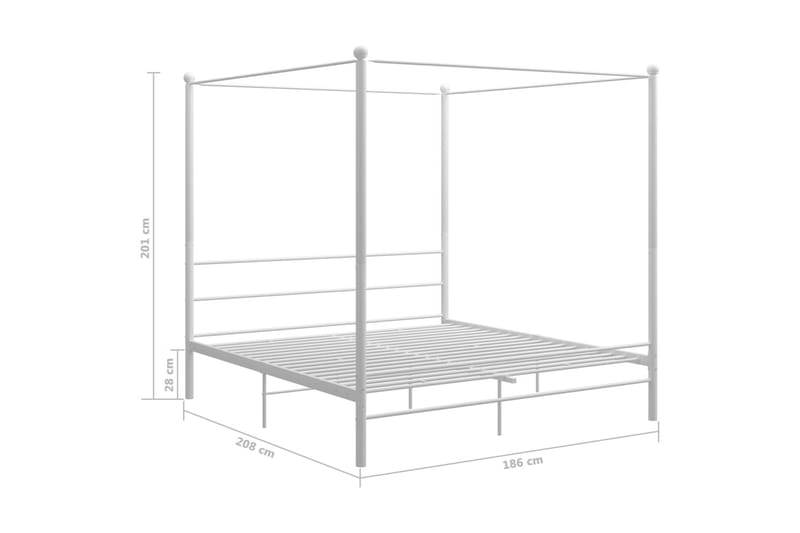 Himmelsäng vit metall 180x200 cm - Vit - Möbler - Säng - Sängram & sängstomme
