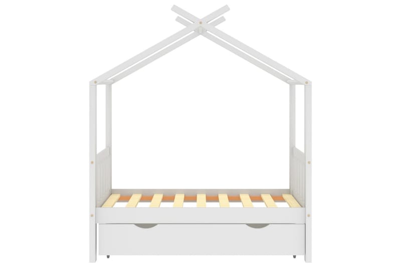 Hussäng med låda vit massiv furu 70x140 cm - Vit - Sängram & sängstomme