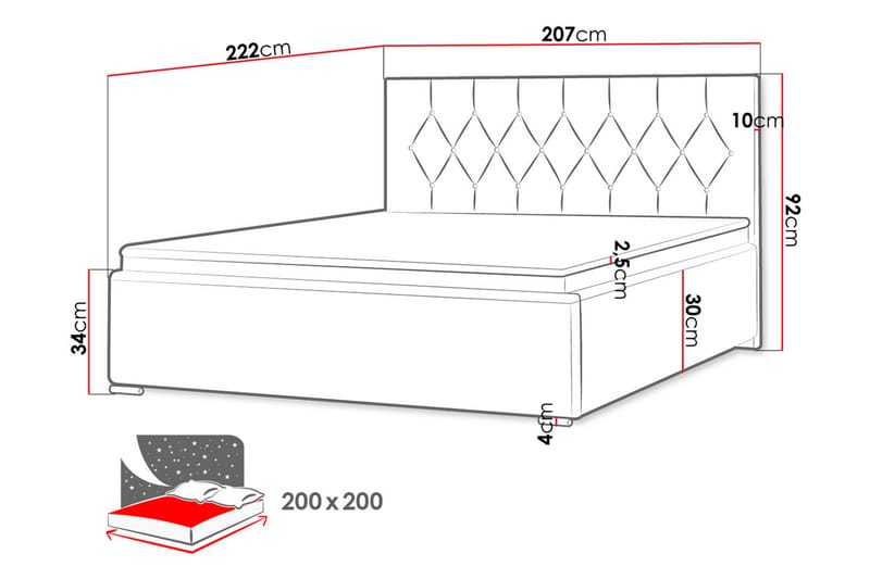 Jugender Sängram 200x200 cm - Svart - Sängram & sängstomme