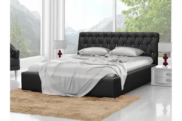 Junkerdal Komplett Sängpaket 180x200 cm med Förvaring och Sänggavel + Bäddmadrass - Svart - Möbler - Säng - Sängram & sängstomme