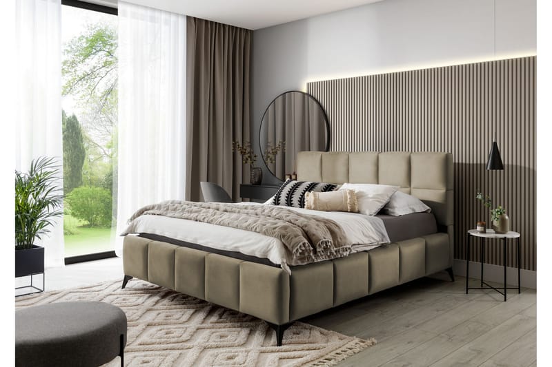 Kamble Sängram med Förvaring 140x200 cm - Beige - Möbler - Säng - Sängram & sängstomme