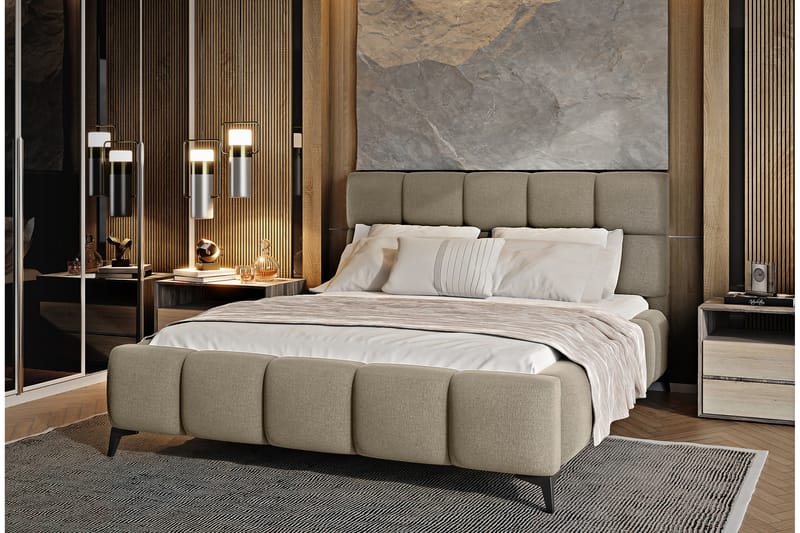 Kamble Sängram med Förvaring 140x200 cm - Beige - Möbler - Säng - Sängram & sängstomme