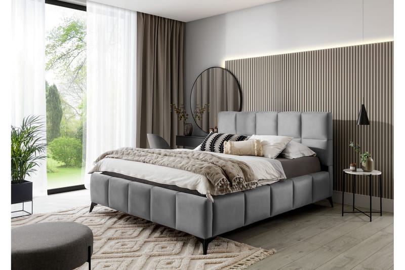 Kamble Sängram med Förvaring 140x200 cm - Grå - Möbler - Säng - Sängram & sängstomme