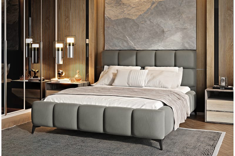 Kamble Sängram med Förvaring 140x200 cm - Grå - Möbler - Säng - Sängram & sängstomme