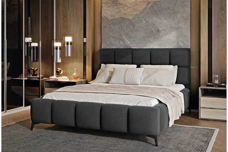 Kamble Sängram med Förvaring 140x200 cm - Grå - Möbler - Säng - Sängram & sängstomme