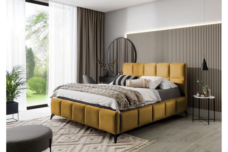 Kamble Sängram med Förvaring 140x200 cm - Gul - Möbler - Säng - Sängram & sängstomme