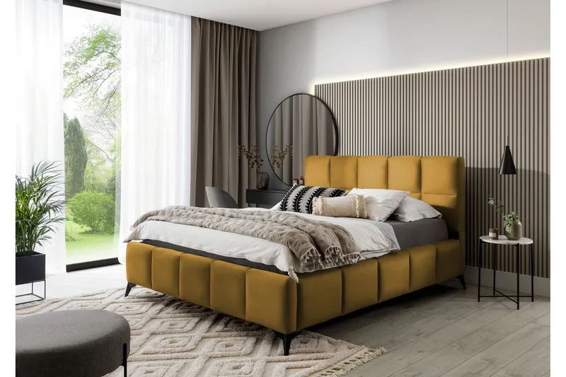 Kamble Sängram med Förvaring 140x200 cm - Gul - Möbler - Säng - Sängram & sängstomme