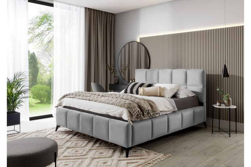 Kamble Sängram med Förvaring 140x200 cm - Ljusgrå - Möbler - Säng - Sängram & sängstomme