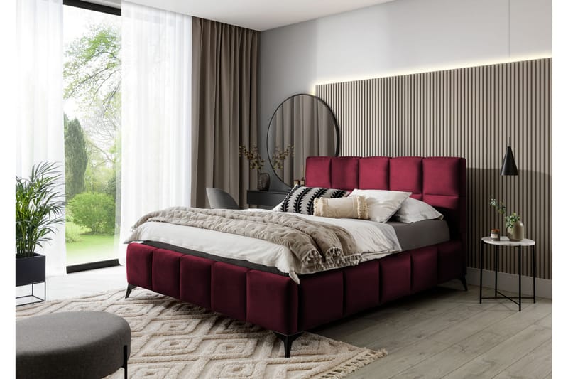 Kamble Sängram med Förvaring 140x200 cm - Vinröd - Möbler - Säng - Sängram & sängstomme