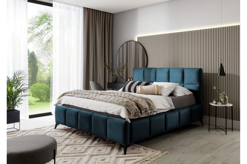 Kamble Sängram med Förvaring 160x200 cm - Blå - Sängram & sängstomme