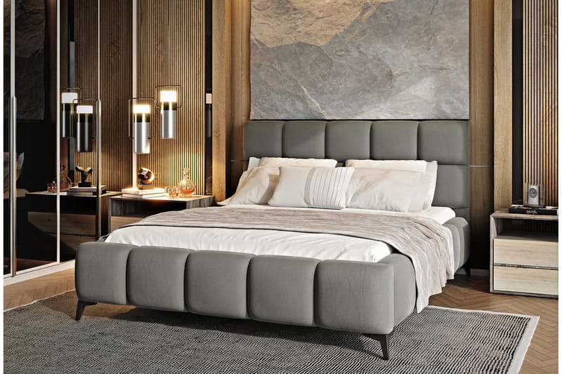 Kamble Sängram med Förvaring 160x200 cm - Grå - Möbler - Säng - Sängram & sängstomme