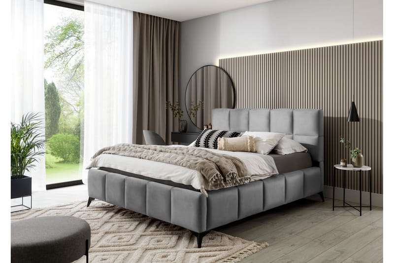 Kamble Sängram med Förvaring 160x200 cm - Grå - Möbler - Säng - Sängram & sängstomme