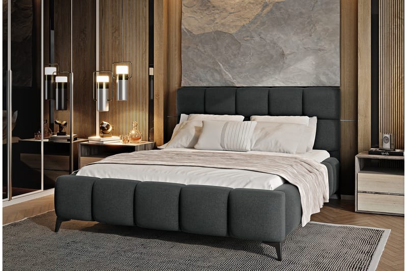 Kamble Sängram med Förvaring 160x200 cm - Grå - Möbler - Säng - Sängram & sängstomme