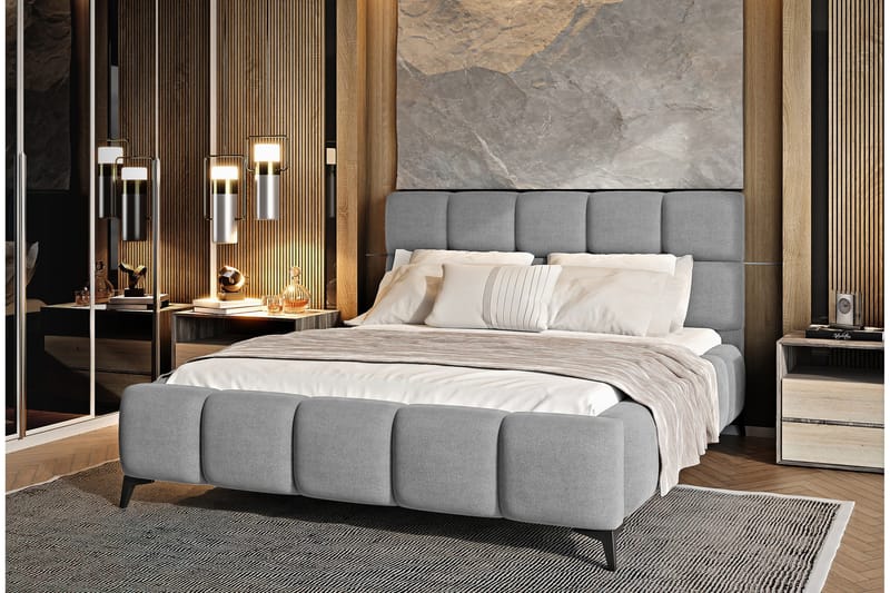 Kamble Sängram med Förvaring 160x200 cm - Grå - Möbler - Säng - Sängram & sängstomme