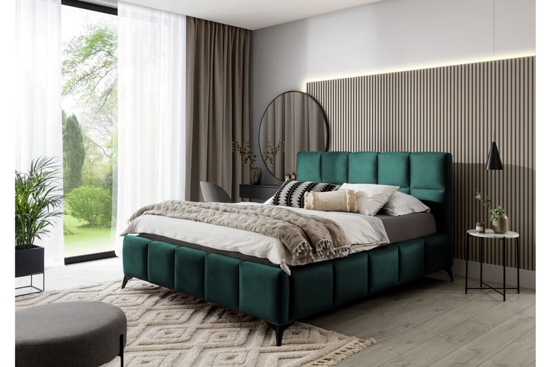 Kamble Sängram med Förvaring 160x200 cm - Grön - Sängram & sängstomme