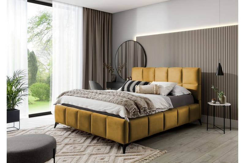 Kamble Sängram med Förvaring 160x200 cm - Gul - Möbler - Säng - Sängram & sängstomme