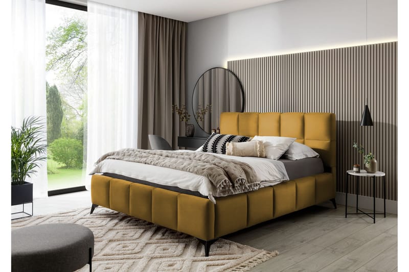 Kamble Sängram med Förvaring 160x200 cm - Gul - Möbler - Säng - Sängram & sängstomme