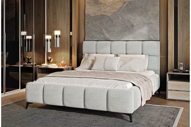 Kamble Sängram med Förvaring 160x200 cm - Ljusgrå - Möbler - Säng - Sängram & sängstomme