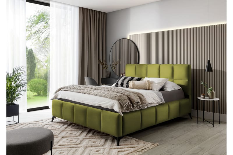 Kamble Sängram med Förvaring 160x200 cm - Olivgrön - Sängram & sängstomme