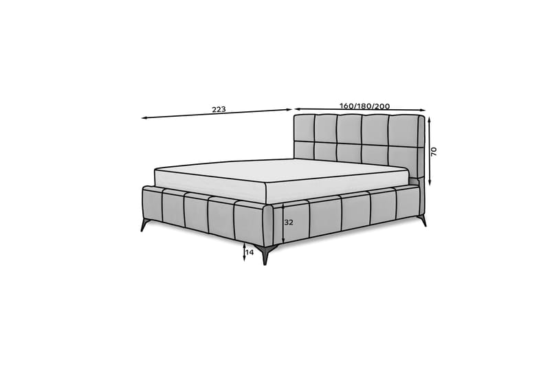 Kamble Sängram med Förvaring 180x200 cm - Grå - Möbler - Säng - Sängram & sängstomme